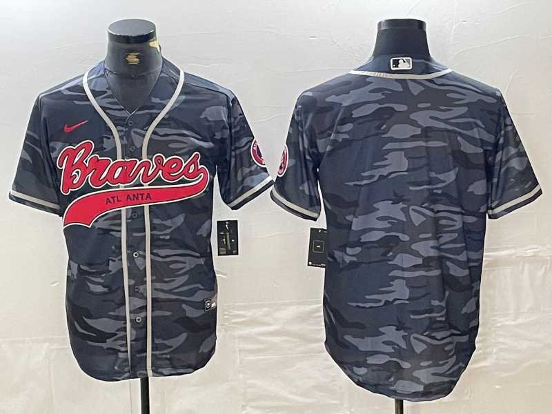Men%27s Atlanta Braves Blank Gray Camo Cool Base With Patch Stitched Baseball Jersey->chicago white sox->MLB Jersey